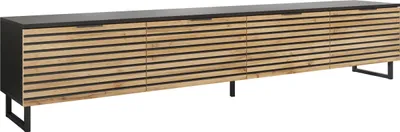 Produktbild von MIRJAN24 TV-Lowboard Telani 200, TV-Tisch mit vier Klappen, Metallgriffe, Beine aus Metall-Vierkantrohrrahmen (Farbe: Schwarz Graphit / Schwarz Graphit + Wotan Eiche)