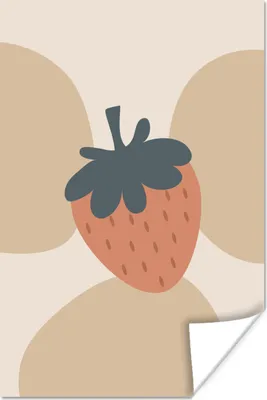 Produktbild von MuchoWow® Poster Obst - Pastell - Erdbeere 80x120 cm - Papierdruck