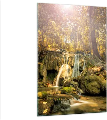 Produktbild von Bilder auf glas - Einteilig - Wald Wasserfall Natur Umwelt - 80x120cm - Glasbilder - Wandbilder - Bilder - Wanddekoration aus Glas - Glas Bilder - Wandbild auf Glas - GPA80x120-2959