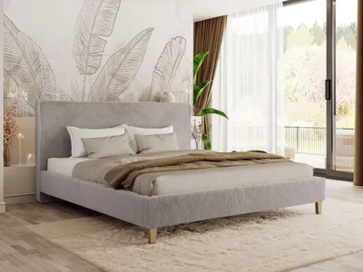 Produktbild von MKS MEBLE Polsterbett LUMARO CLASSIC 140x200 mit Lattenrost & Kopfteil, Modernes Doppelbett, Wahlweise mit Matratze - Hellgrau Plüsch
