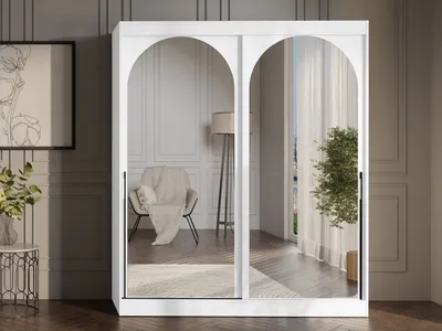 Obrázok produktu pre Šatníková skriňa so zrkadlom 180 cm IVAFE - biela / čierna