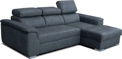 Produktbild von Robin Silver Ecksofa mit Schlaffunktion Bettkasten 3 Verstellbare Kopfstützen Sofa L-Form Schlafsofa Freistehende Eckcouch Schlafcouch Wohnzimmermöbel Wohnlandschaft Rechts Grau