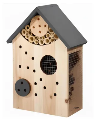 Produktbild von Insektenhotel - Holz - grau / natur - 21 x 11 x 30 cm - Bienenhotel / Insektenhaus