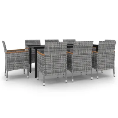 Zdjęcie produktu dla 9-cz. zestaw mebli ogrodowych z poduszkami, rattan PE i szkło