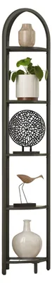 Produktbild von Eckregal aus schwarzem Stahl mit gehärtetem Glas, 28 x 28 x 158 cm