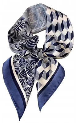 Produktbild von KAMEA Damen Halstuch 70x70 cm Navy Weiß Geometrisch Floral