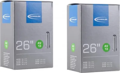 Produktbild von Schwalbe 2x Fahrradschlauch AV13, 26x1.50-2.40 Zoll (40/62-559), Autoventil 40mm, ideal für MTB und Trekkingräder, langlebig und pannensicher