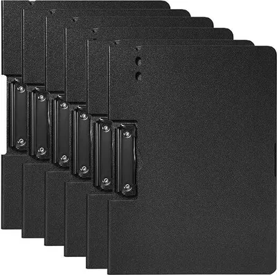 Produktbild von Ibenzoa® Robust Klemmbrett A4 6er-Set mit Deckel, Schwarz – PP-Kunststoff, 31,5×23,5 cm, 2 mm Karton, Metallclip bis 180 Blatt, 360° klappbar, für Büro & Schule