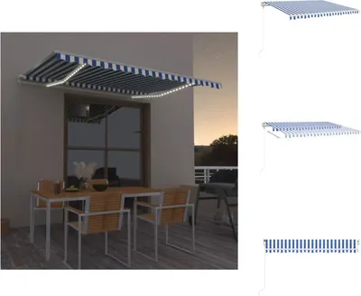 Produktbild von vidaXL Automatische Markise mit LED & Windsensor 450x350 Blau und Weiß -  Markisen