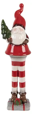 Immagine prodotto di Decorazione natalizia Clayre & Eef figura Babbo Natale 9x8x30 cm in Vetroceramica bianca rossa