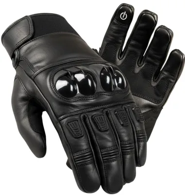 Produktbild von Herren Motorrad Tactical Lederhandschuh mit Hartschalen-Knöchelschutz(Schwarz,S)
