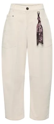 Produktbild von Beige Barrel-Hose aus Baumwoll-Stretch mit aufgesetzten Taschen, Größe 36