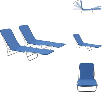 Produktbild von vidaXL Klappliegen 2 Stk. Stahl und Stoff Blau -  Sonnenliegen
