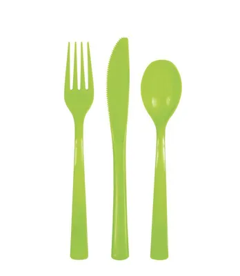 Produktbild von Plastik Besteck grün 18 tlg. Löffel Messer Gabeln