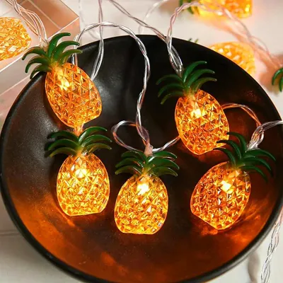 Ananas-Lichterkette 3 m, 20 warmweiße LEDs, batteriebetrieben
