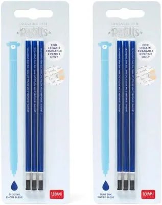 Productafbeelding van Radierbare Gelschreibermine - Set van 6 - Hoogte 13 cm - Thermogevoelige inkt - Blauw - Punt 0,7 mm (blauw)