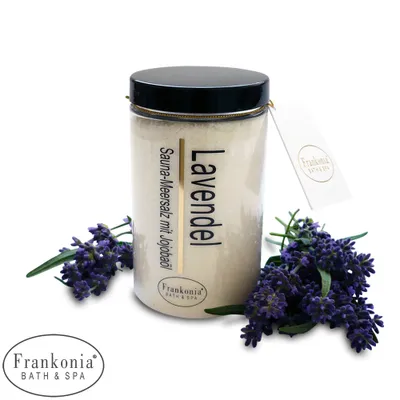 Produktbild von Sauna Salz Lavendel Meersalz mit Jojobaöl, Körperpeeling 400 g