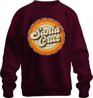 Obrázek produktu pro Santa Cruz California Retro Sunset Surfer Surfing Beach Uni mikina, vínová, M