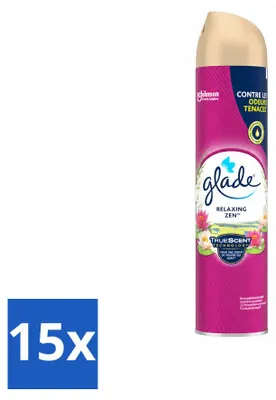 Immagine prodotto di 15 flaconi di spray per ambienti Glade Relaxing Zen, 300 ml ciascuno, confezione