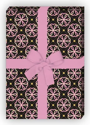 Produktbild von Liebes Geschenkpapier mit Herz Blumen, schwarz zum Einpacken - G11512, 32 x 48cm