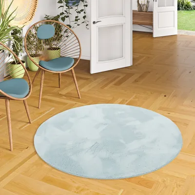 Produktbild von Luxus Super Soft Fellteppich Pearl Blau Rund, Größe:160 cm Rund