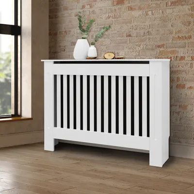 Produktbild von ECD Germany Heizkörperverkleidung Landhausstil 112x19x82 cm, Weiß, aus MDF lackiert für Schlafzimmer Wohnzimmer