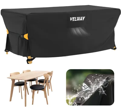 Obrázok produktu pre Poťah na záhradný nábytok Velway, vodotesný, odolný voči vetru, 170x95x74 cm, čierna farba