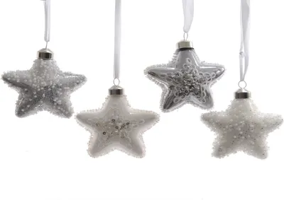 Produktbild von Christbaumschmuck Stern Glas perlen Ø 8cm 4er Set
