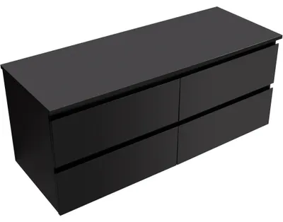 Produktbild von CERANO – Badezimmerschrank Carole + Waschtischablage Navira Slim – 18 mm – matt schwarz – 120x49,8x46 cm