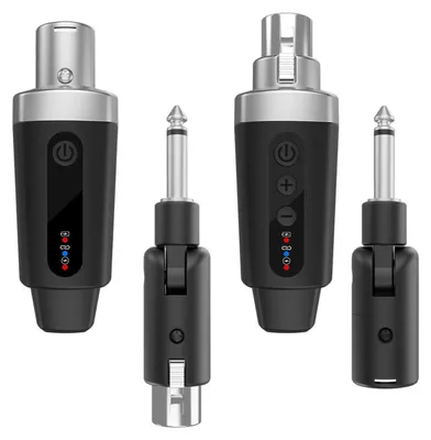 Zdjęcie produktu dla Bezprzewodowy system mikrofonowy, bezprzewodowy nadajnik i odbiornik XLR 2,4 GHz do mikrofonów dynamicznych, konsol mikserskich i instrumentów muzycznych (konfiguracja jeden do jednego)