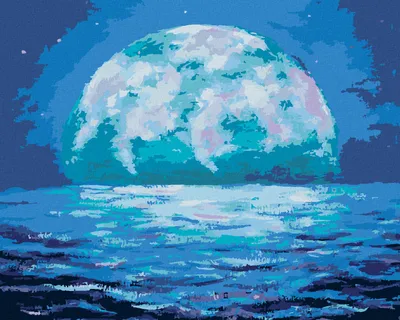 Produktbild von Zuty - Malen nach Zahlen - BLAUER MONDAUFGANG, 40x50 cm, mit Keilrahmen (bereits gespannt)