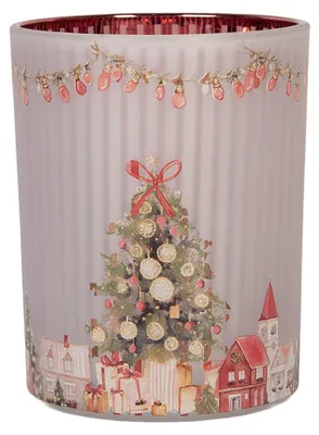 Produktbild von Clayre & Eef Teelichthalter Ø 10x13 cm Grau Glas Weihnachten