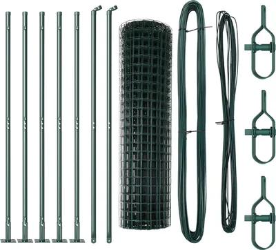 Produktbild von Möbel Euro Zaun mit 7 Flanschpfosten 1,2x10 m Verzinkter Stahl - Metallzäune 3350805