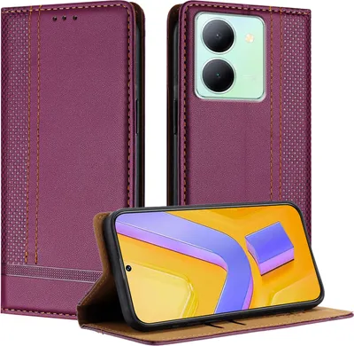 Produktbild von Handyhülle für Vivo Y27 5G Leder Flip Klappbare Schutzhülle mit Standfunktion Lila