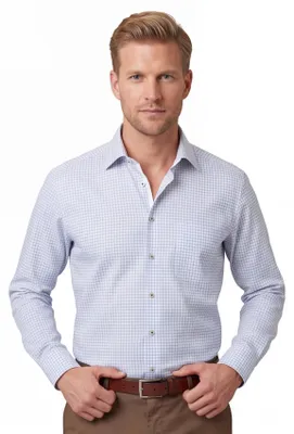 Produktbild von Eterna Comfort-Fit Hemd weiß kariert mit schwarzer gepunkteter Linie