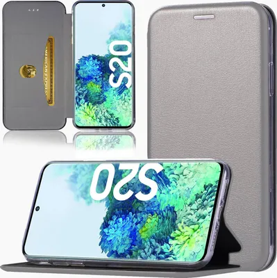 Produktbild von Handy Schutz Hülle für Samsung Galaxy S20 Handytasche mit Magnetdeckel Kartenfach und Standfunktion Klapphülle Grau