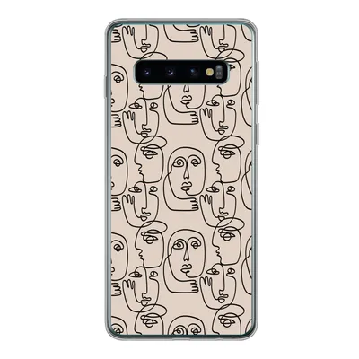 Produktbild von MuchoWow® Handyhülle Schutzhülle Hülle für Samsung Galaxy S10 Muster - Kopf - Strichzeichnung Silikon Softcase Handy Hülle - Handytasche