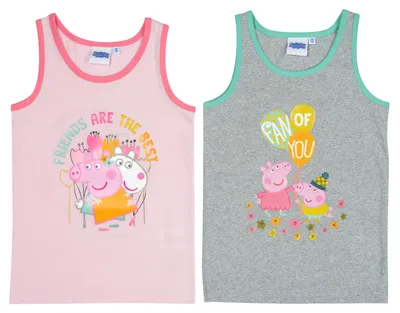 Produktbild von Peppa Wutz Unterhemd für Mädchen Kinder Tank Top Unterwäsche Rosa/Grau (2er Pack) 110-116