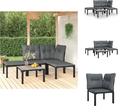 Produktbild von vidaXL 5-tlg. Garten-Lounge-Set Schwarz und Grau Poly Rattan -  Gartenmöbel-Sets