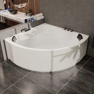 Produktbild von Aquade Acryl Eckbadewanne 140x140cm Koblenz & Wannenfüßen + Schürze + Ab-Überlaufgarnitur + Nackenkissen + Wannenrandarmatur