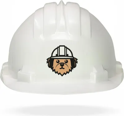 Productafbeelding van TAMS® kinderhelm - Draaiknopsluiting, wit, met hondendesign