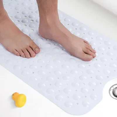 Image de Tapis de bain antidérapant - 101 x 40 cm, lavable en machine, avec rainures antidérapantes - Confortable et sûr