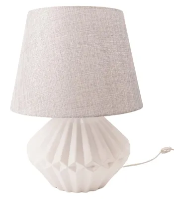 Produktbild von Tischlampe Relief bauchig rund matt weiß H. 46cm mit silbernem Schirm Formano