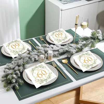 Produktbild von 40 Stück Eukalyptus Servietten - Geburtstag - 60. Geburtstag - Tischdekoration für Geburtstagsfeiern - Themenfeiern - Jubiläum und andere Veranstaltungen
