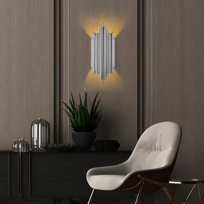 Image de Applique murale Lampe en métal chromé - 24 x 15 x 15 cm - 1 x E14 Max 40W - IP20