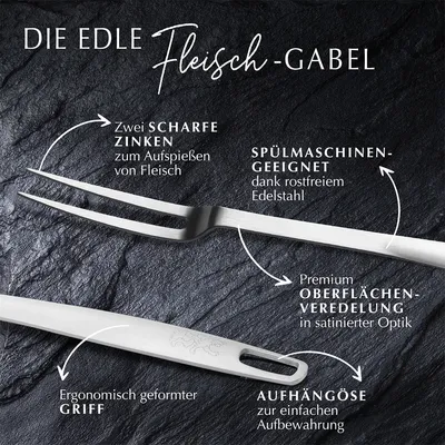Produktbild von Stanley Rogers Fleischgabel 31,5 cm, Grillgabel mit formschönen Design aus hochwertigem Edelstahl, Tranchiergabel mit Premium Oberflächenveredlung in satinierter Optik (Farbe: Silber)