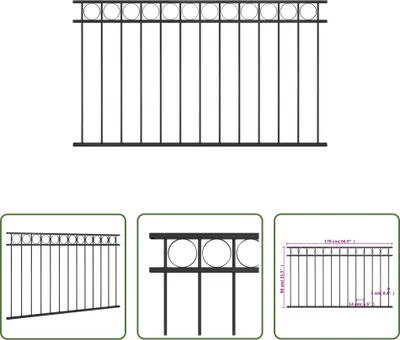 Obrázok produktu pre The Living Store plotový panel oceľový 1,7x0,8 m čierny