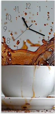Produktbild von Wanduhr aus Glas mit Motiv Kaffeeexplosion- 30 x 60 cm - inkl. Aufhängesystem