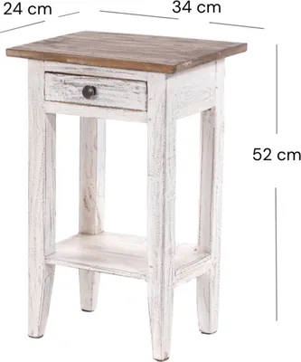 Obrázok produktu pre Telefónny stolík PLANTA | 52x34cm (VxŠ), nočný stolík so zásuvkou | Farba: 05 biela-prírodná