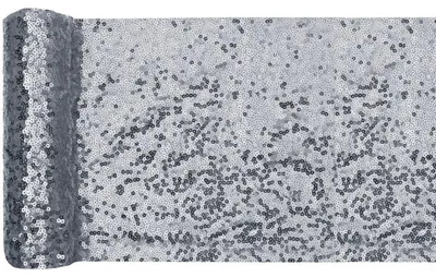 Produktbild von Tischläufer silber aus Pailletten 3 m x 19 cm